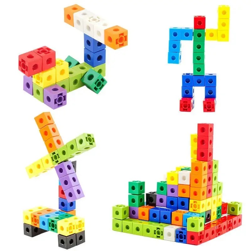 Math Manipulative Set - 100-delige set verbindbare kubussen, wiskundige manipulatiefhulpmiddelen,