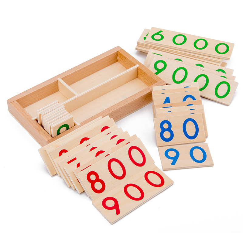 Math Manipulative Set - Houten Cijfers Kaart 1-9000 Montessori Leren