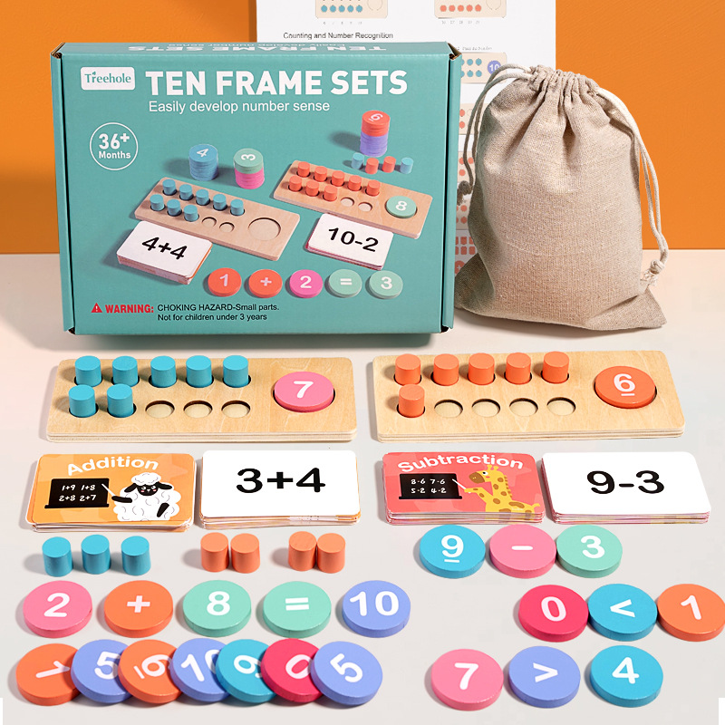 Math Manipulative Set - Houten nummerbord voor kinderen Cognitieve matching