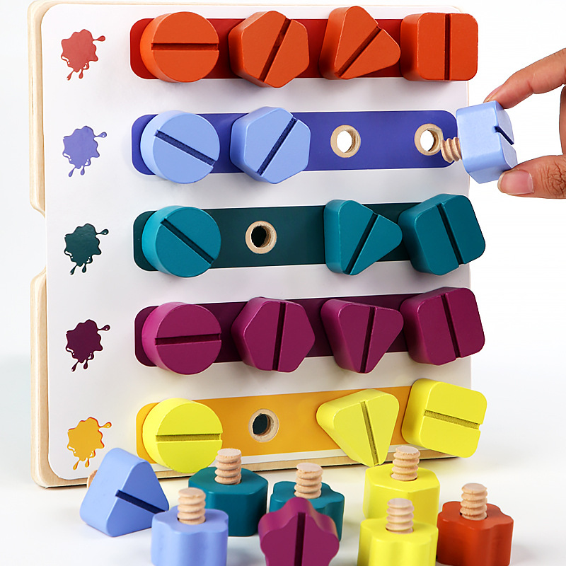 Montessori Shelf Toy - Kinderen Houten Schroef Moer Demontage Vorm