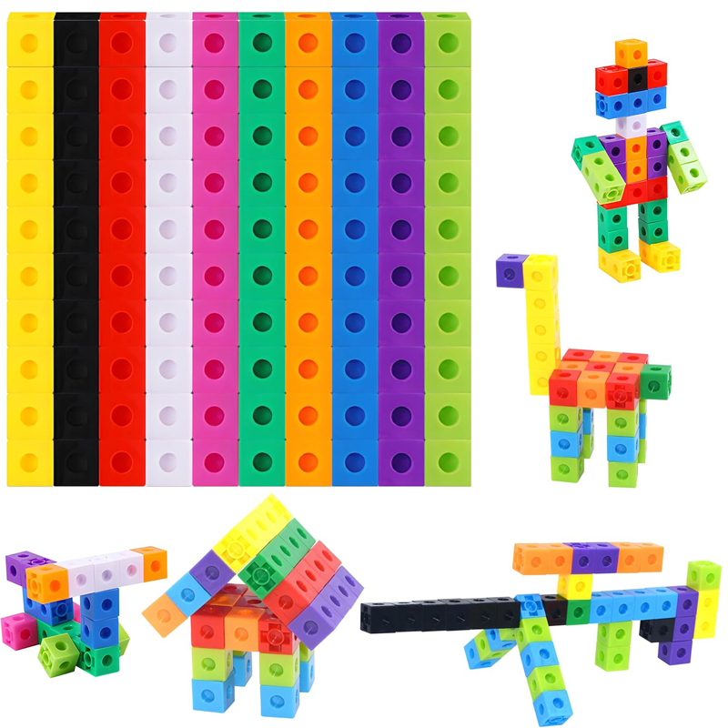 Math Manipulative Set - 100-delige set verbindbare kubussen, wiskundige manipulatieve