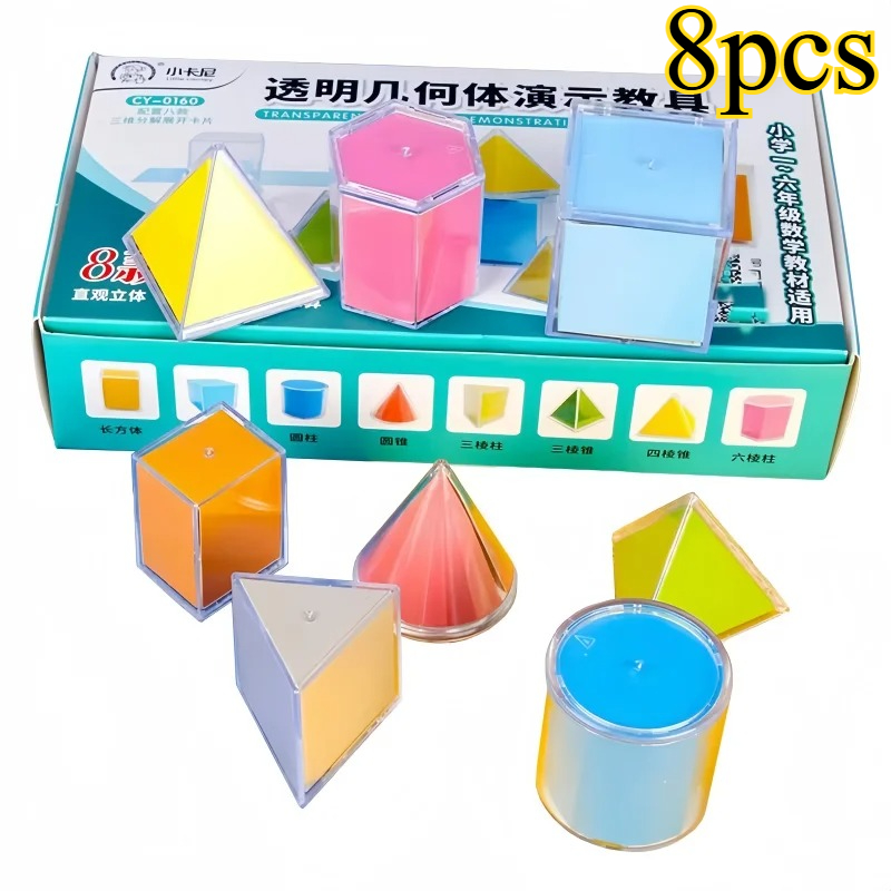 Math Manipulative Set - 8 Stuks Montessori Wiskunde Transparante 3D