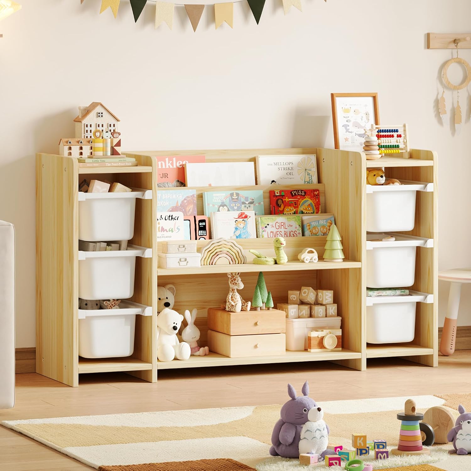 Montessori Shelf Toy - Speelgoedopbergorganizer voor kinderen en Montessori-boekenplank met