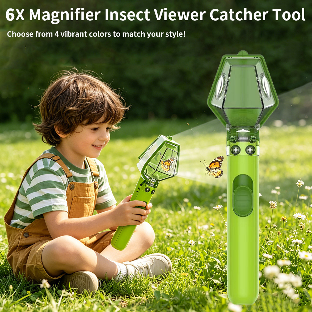 Kids Educational Box - 6X Vergrootglas Insectenverzamelaar voor kinderen, insectenobservatiebox